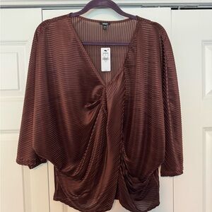 Express Rich Brown Pleated Blouse